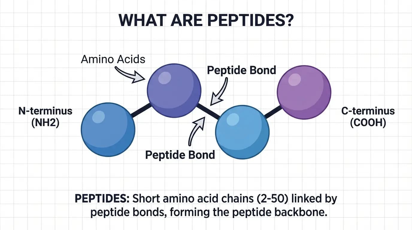 What are peptides illustrated as short amino-acid chains with peptide bonds