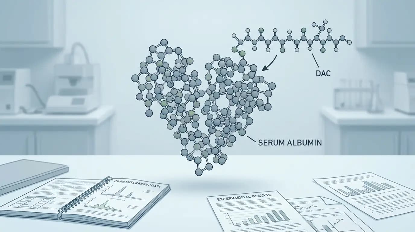 what is dac in peptides scientific illustration of DAC peptide binding to albumin