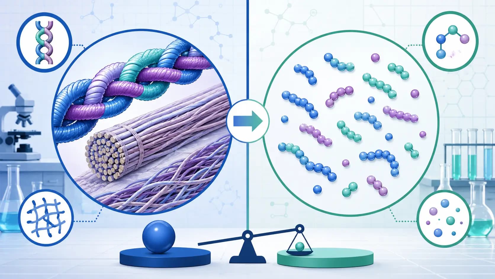 Differences in Structure Visual chart highlighting structural variations of collagen vs collagen peptides.