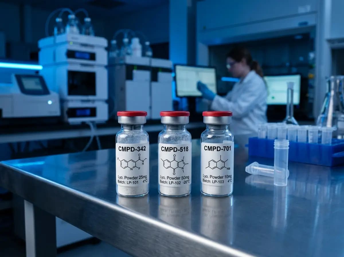 Fragment 176-191 CJC-1295 Ipamorelin Blend vials in a scientific laboratory.
