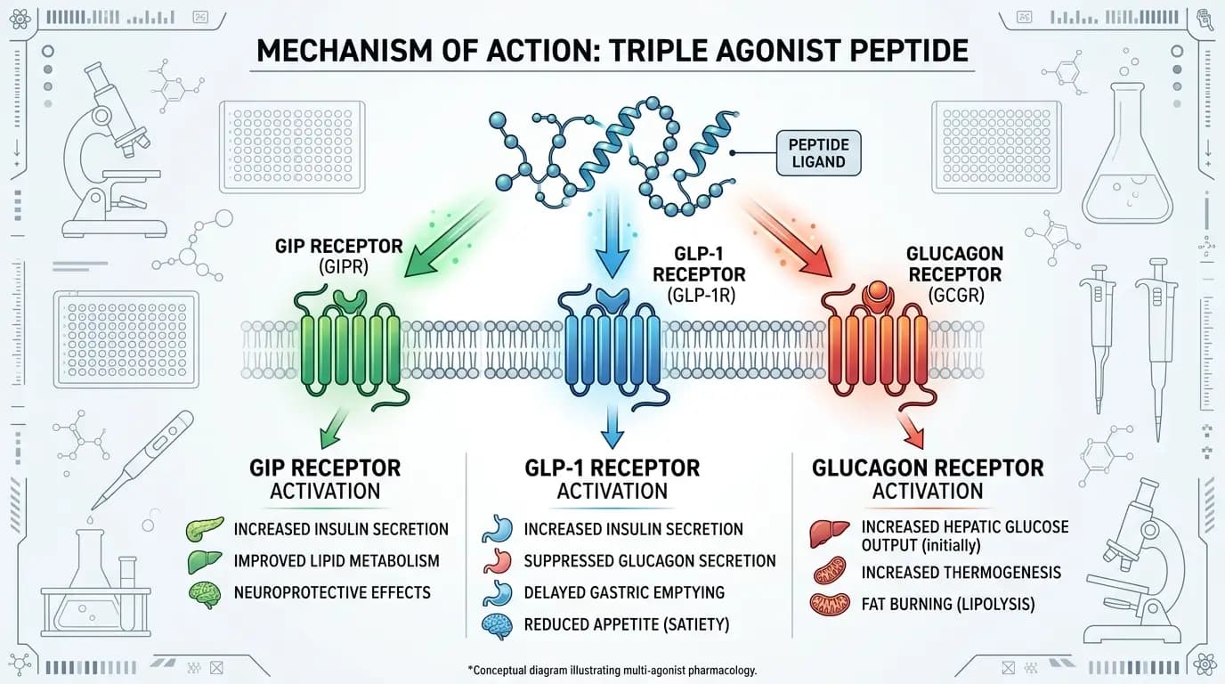 What Is Retatrutide Triple Receptor Diagram what is retatrutide shown as a triple receptor research diagram